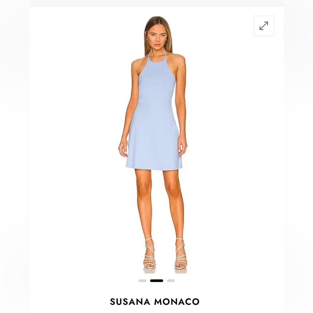 Susana Monaco High Neck Halter Fit & Flare Mini Dress in Baby Blue Small NWT